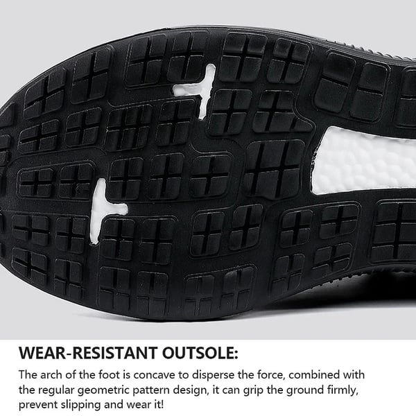 Schwarze rutschfeste Sneaker-Sohle mit Luftpolster, geometrisches Muster, verschleißfest.