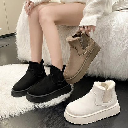 Damen Ankle Boots, schwarz, beige, weiß, warm gefüttert, rutschfest, modisch, bequem.