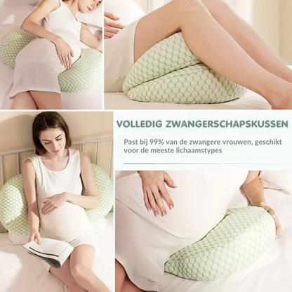Schwangerschaftskissen grün, ergonomisch, für Schwangere, bequem, vielseitig einsetzbar.