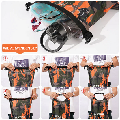 Wasserdichter Camouflage-Trockenbeutel, ideal für Outdoor-Aktivitäten und Reisen.
