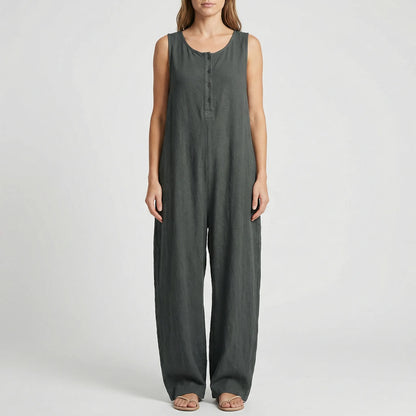 Ärmelloser Jumpsuit Mit Kapuze Und Knopfleiste - Priscilla
