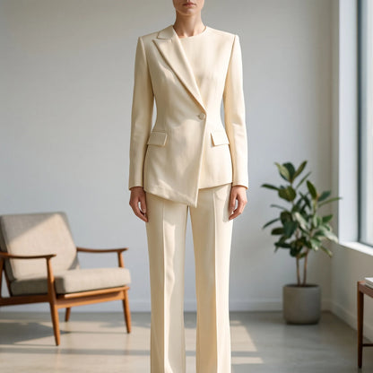 Asymmetrisk Vit Byxdress -  Suzanne