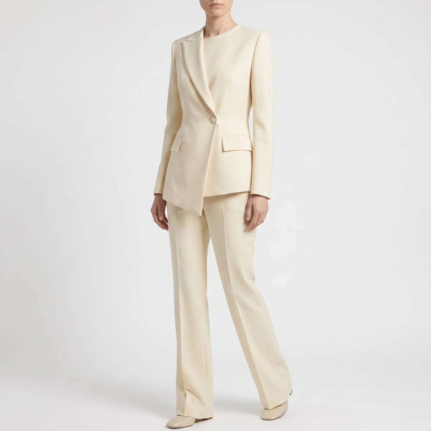 Asymmetrisk Vit Byxdress -  Suzanne