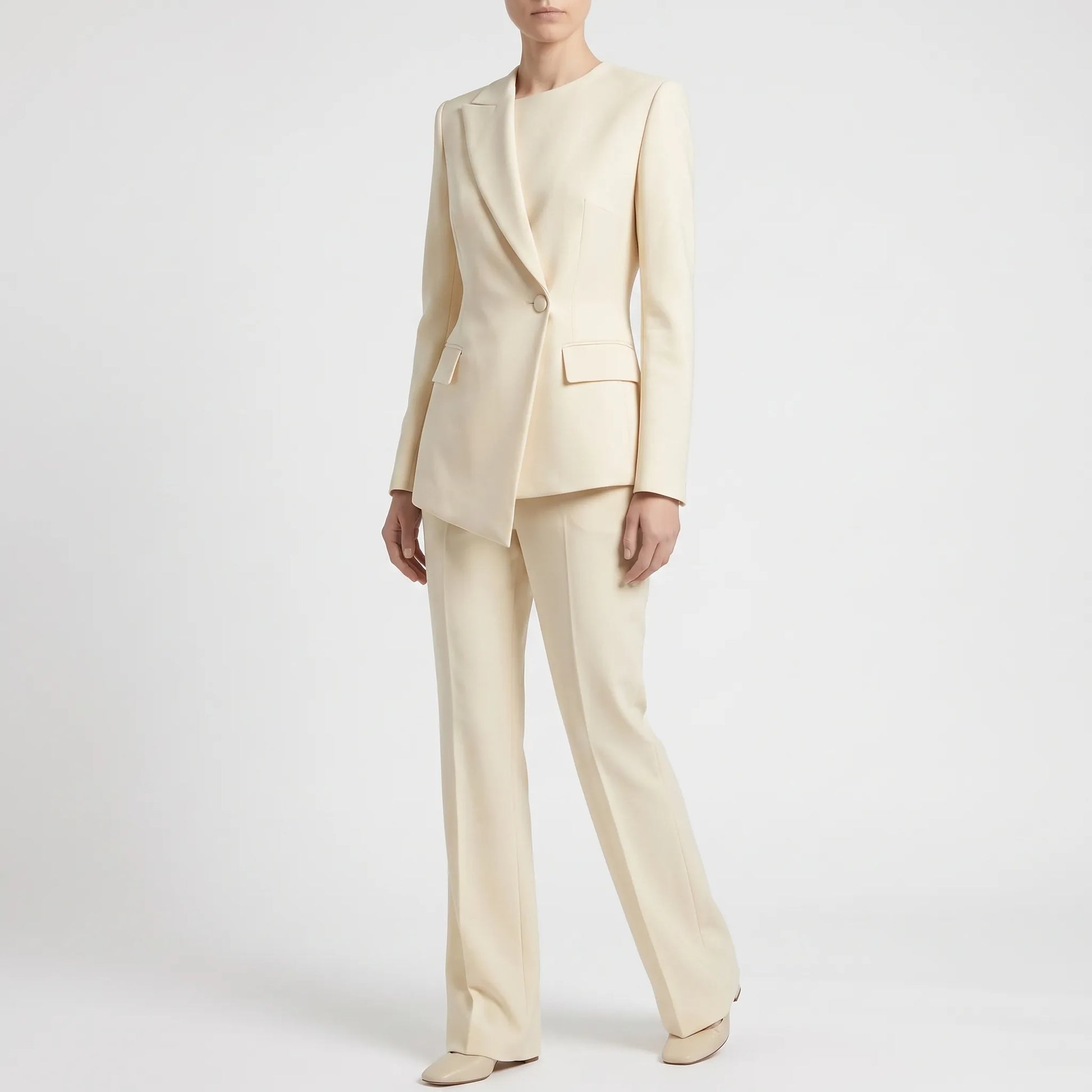 Asymmetrisk Vit Byxdress -  Suzanne