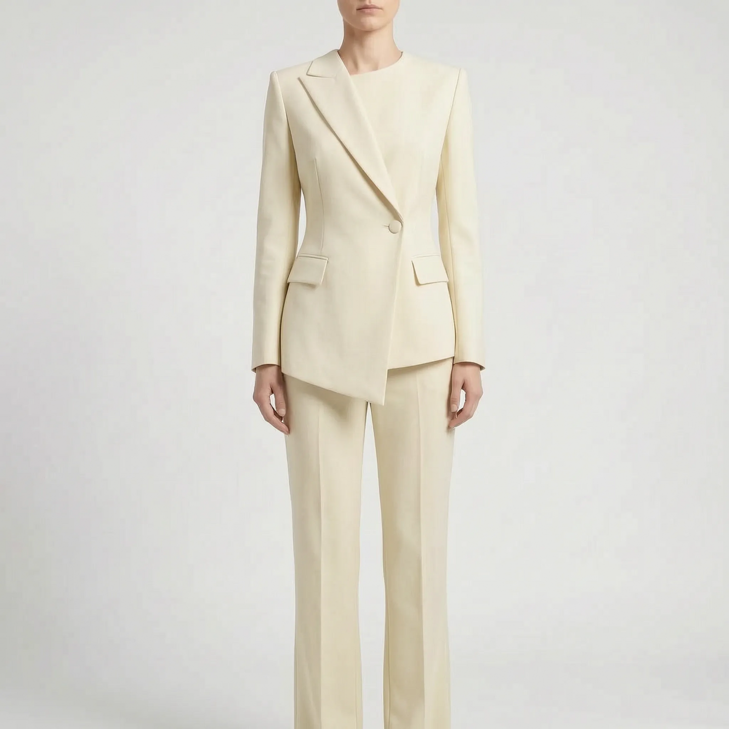 Asymmetrisk Vit Byxdress -  Suzanne
