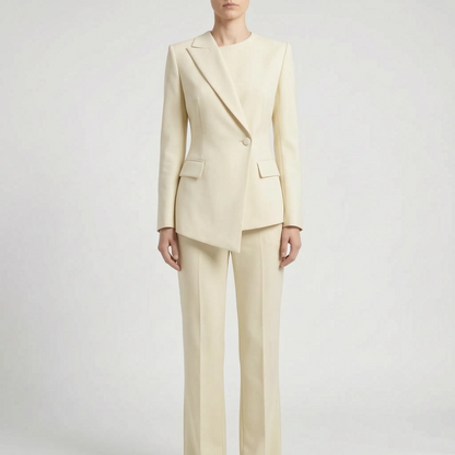 Asymmetrisk Vit Byxdress -  Suzanne