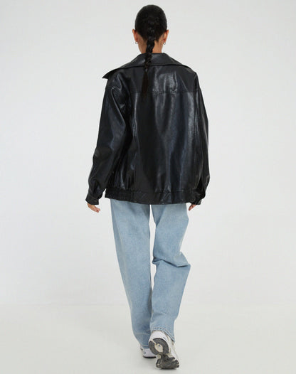 Oversized höstläder damsjacka – Yara