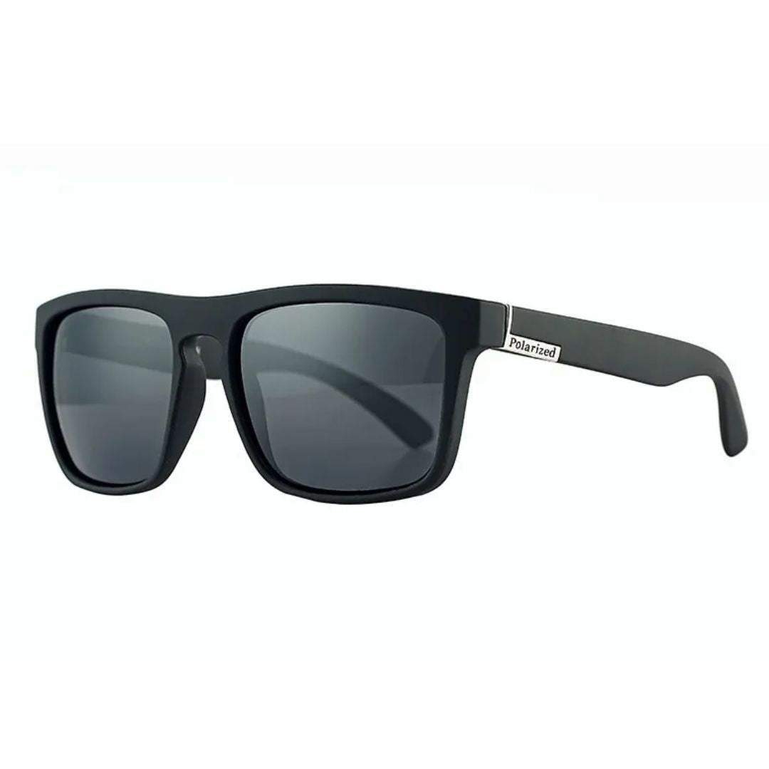 Schwarze Sonnenbrille, polarisiert, rechteckig, Unisex, modisch, UV-Schutz, Kunststoff.