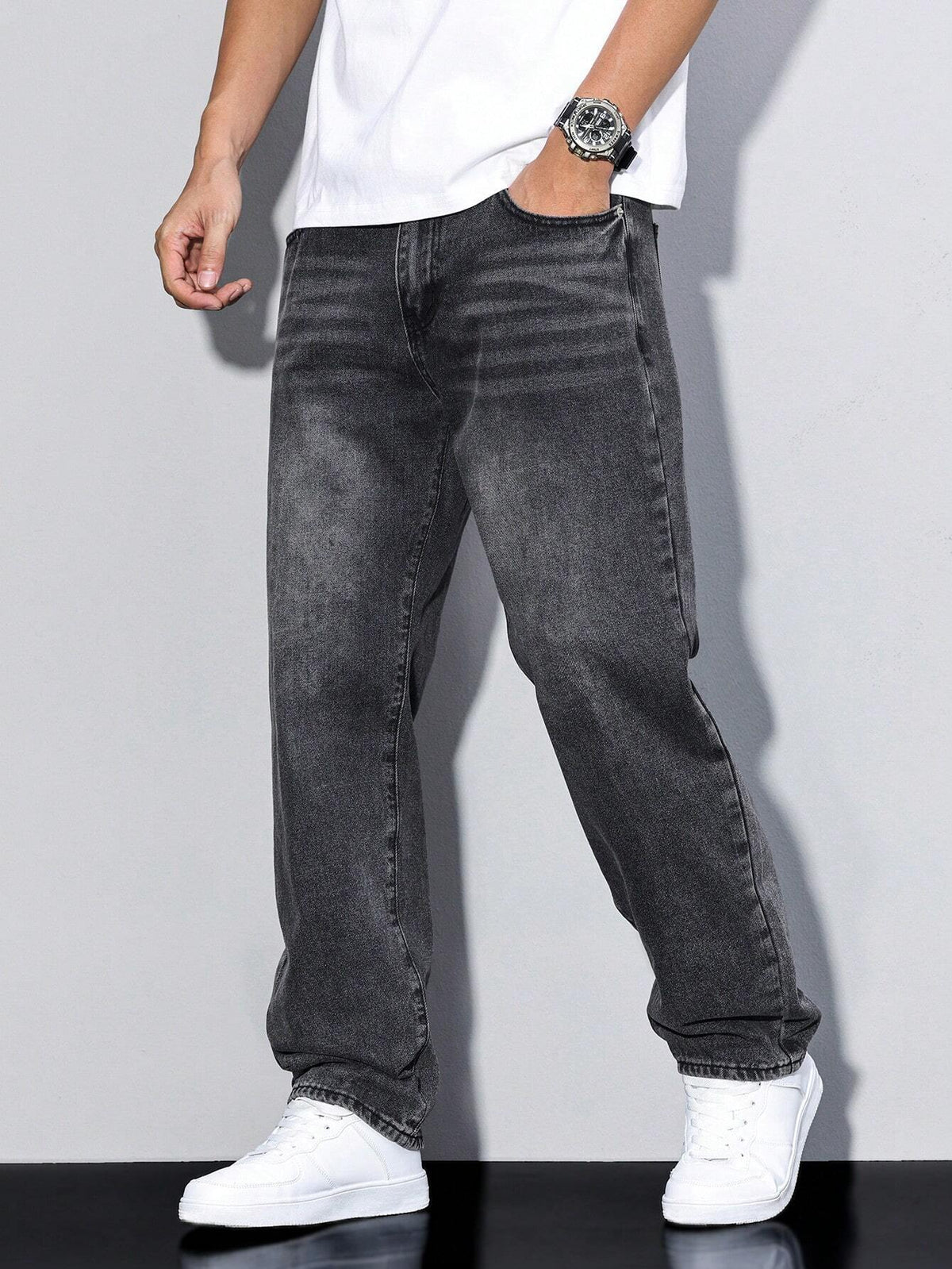 Baggy Jeans - Wide Fit Denim Pants with Washed Look 9