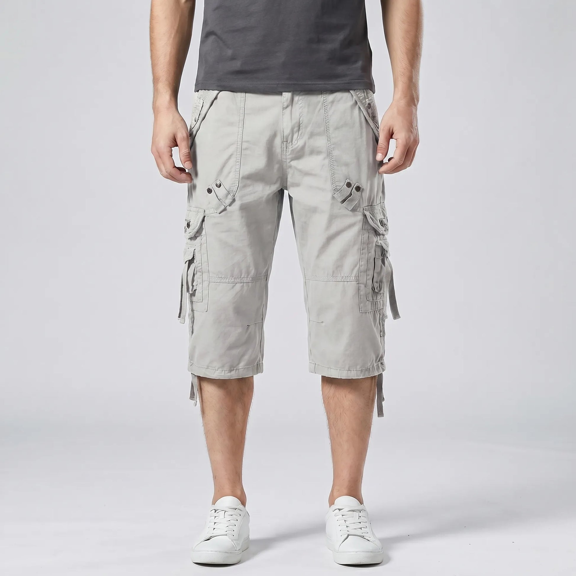 Below-Knee Loose Cargo Capri Pants - Troy