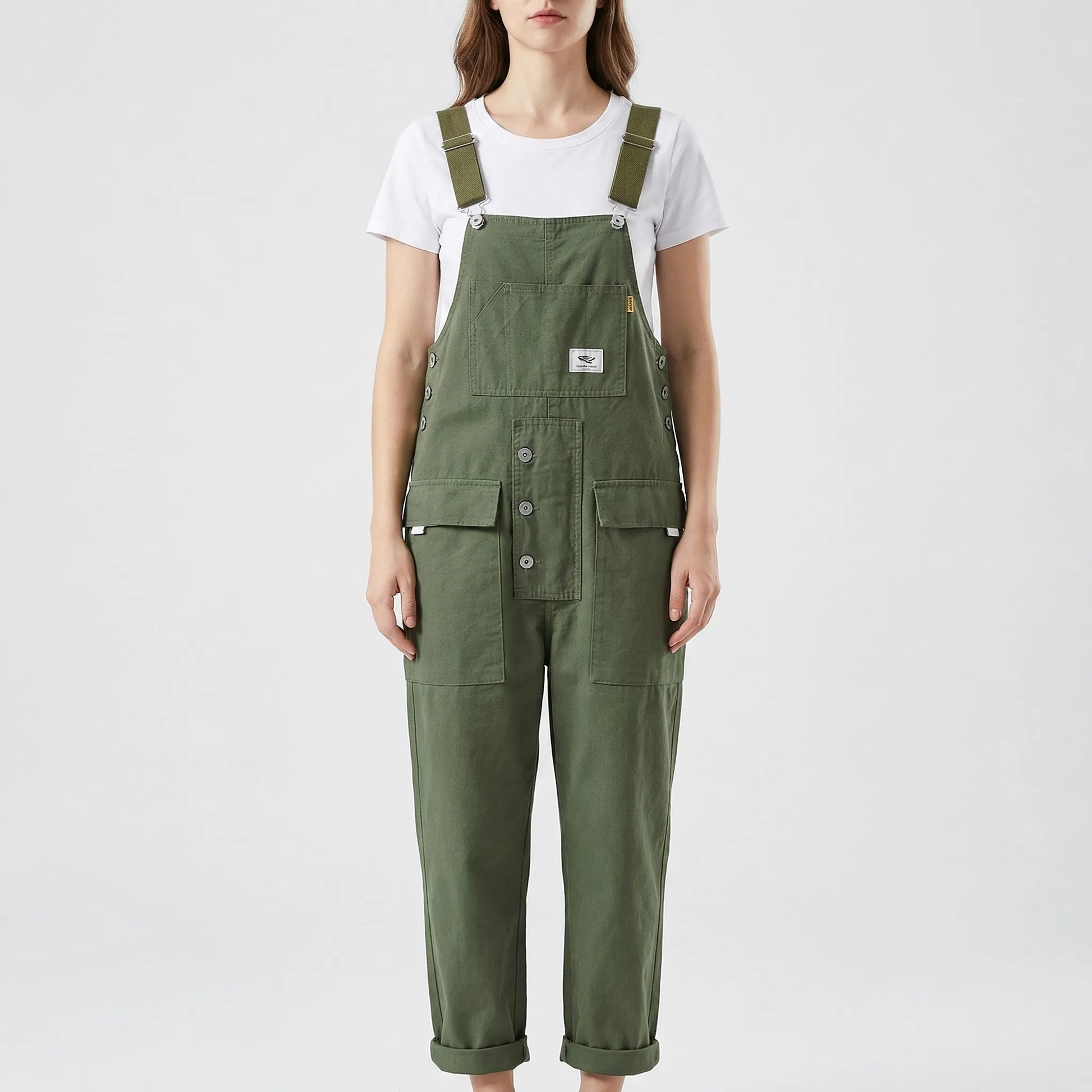Bib-Front Dungarees With Chest Pocket - Amber