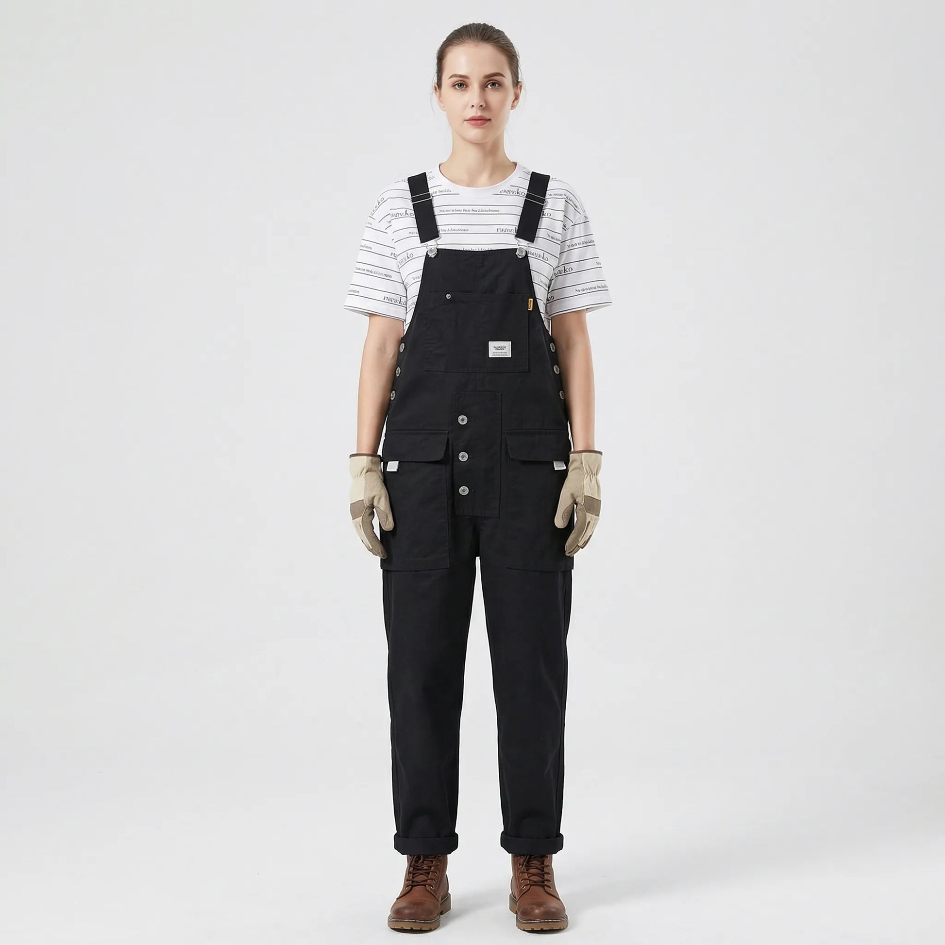 Bib-Front Dungarees With Chest Pocket - Amber