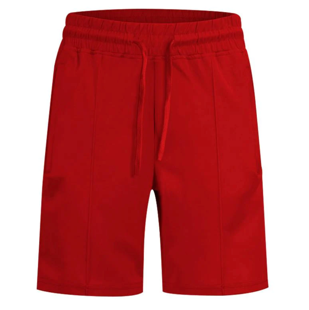 Rote Herren-Shorts, elastischer Bund, Kordelzug, sportlich, bequem, Sommermode.