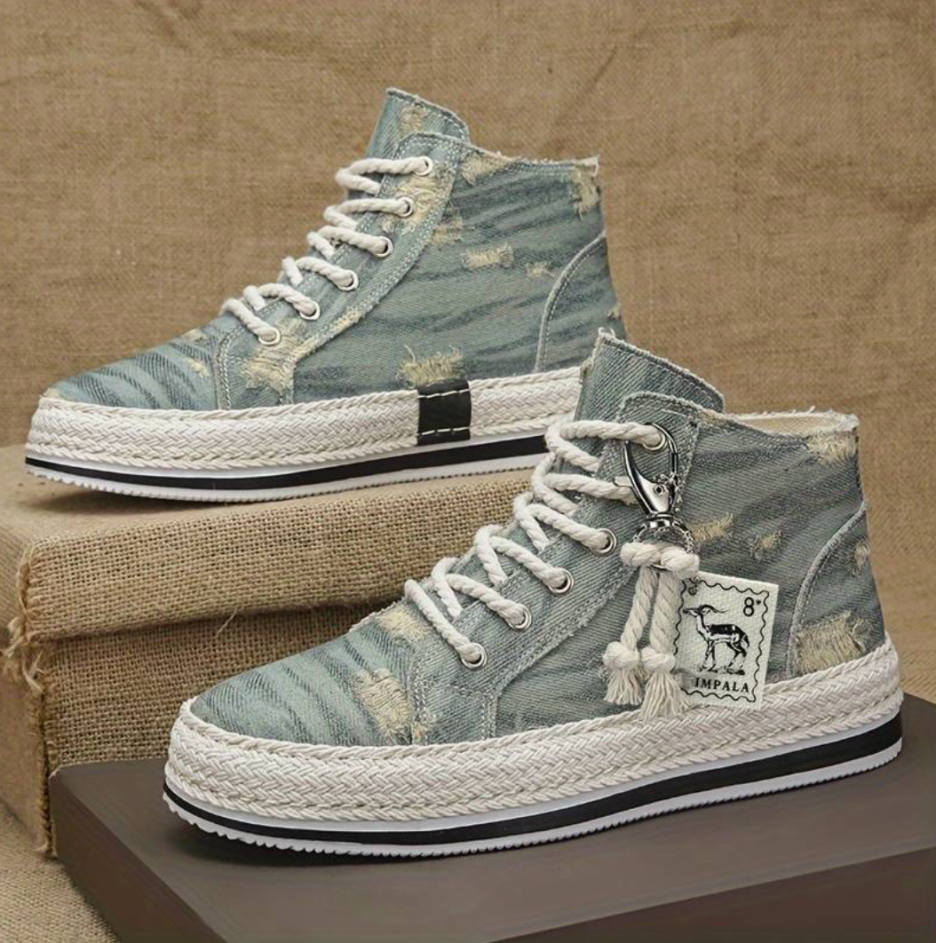 Herr High-top denim-sneakers med greppsåle och ankelstöd – Jarek