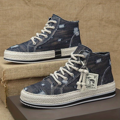 Herr High-top denim-sneakers med greppsåle och ankelstöd – Jarek