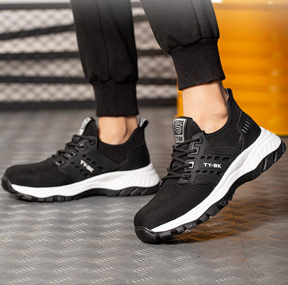 Schwarze Sportschuhe Herren, atmungsaktiv, rutschfest, modisch, für Laufen und Fitness.