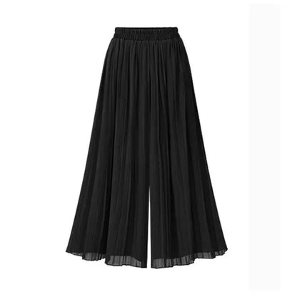 Schwarzer Plissee-Rock, lang, Damenmode, elegant, aus leichtem Stoff, vielseitig einsetzbar.