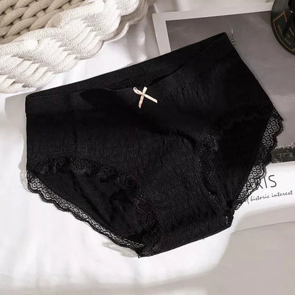 Schwarzer Damen-Slip mit Spitze, Baumwolle, bequem, atmungsaktiv, Unterwäsche für Frauen.