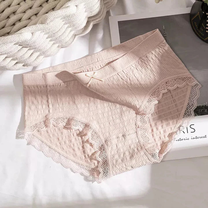 Damenunterwäsche aus Spitze, rosa, bequem, atmungsaktiv, elegant, weiches Material.
