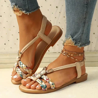 Boho-pärlor Slip-on sommarsandaler – Amira