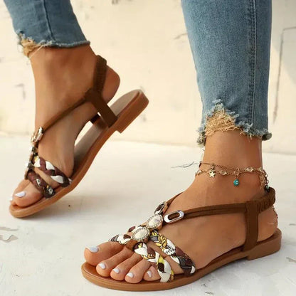 Boho-pärlor Slip-on sommarsandaler – Amira