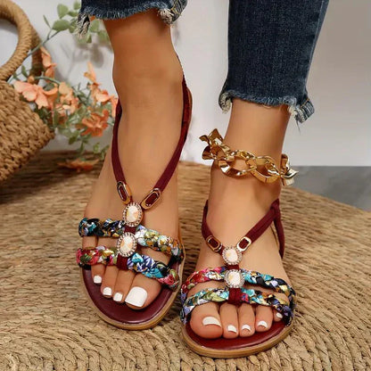 Boho-pärlor Slip-on sommarsandaler – Amira