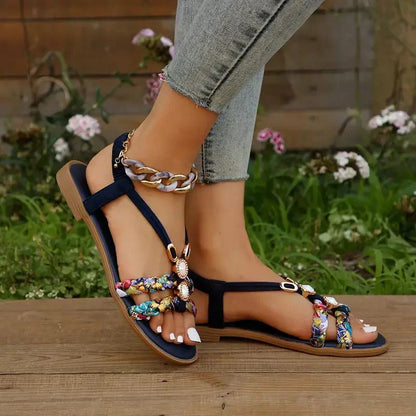 Boho-pärlor Slip-on sommarsandaler – Amira