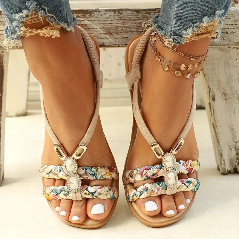 Boho-pärlor Slip-on sommarsandaler – Amira