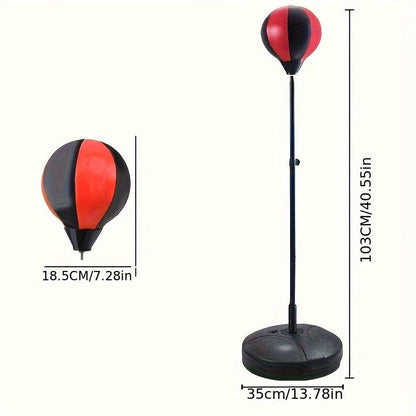 Boxsack mit Standfuß, rot-schwarz, höhenverstellbar, ideal für Boxtraining, 103 cm hoch.