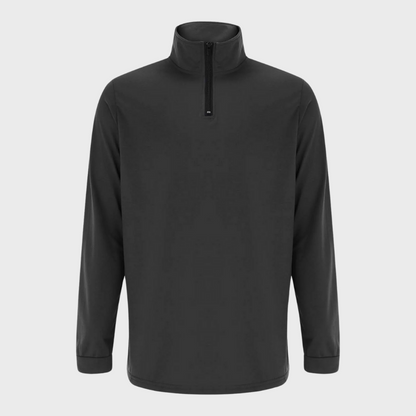 Schwarzer Herren-Pullover mit Reißverschluss, langärmelig, atmungsaktiv, Freizeitmode.