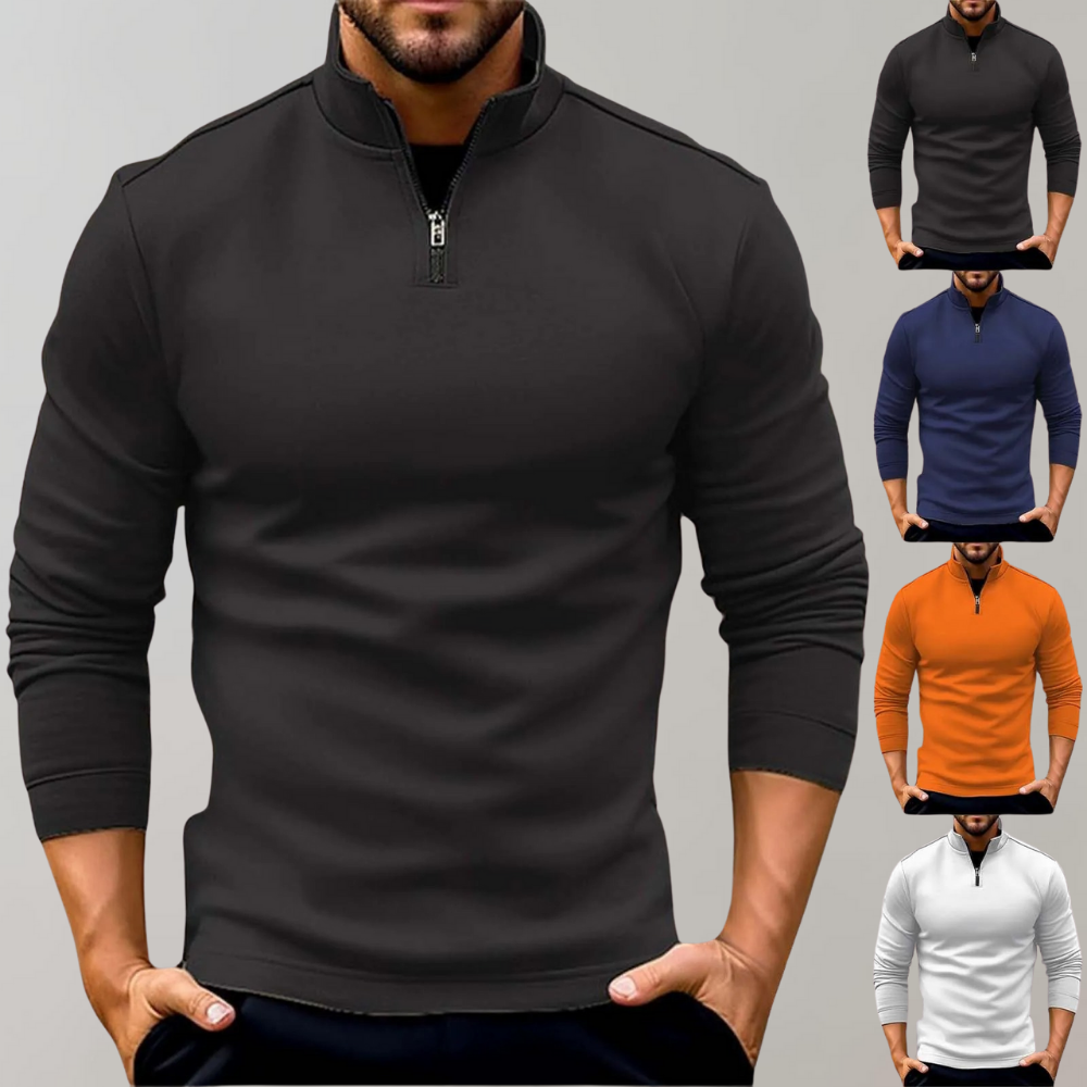 Herrenpullover mit Reißverschluss, verschiedene Farben, Langarm, modisch, bequem.