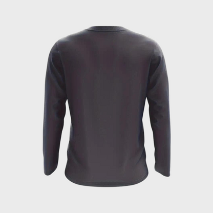Schwarzes Langarmshirt Herren, Rückansicht, Baumwolle, Freizeitmode, schlichtes Design