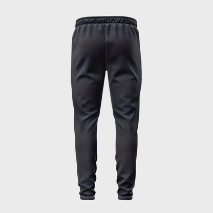 Schwarze Jogginghose aus Baumwolle, elastischer Bund, sportlich, bequem, Herrenmode.