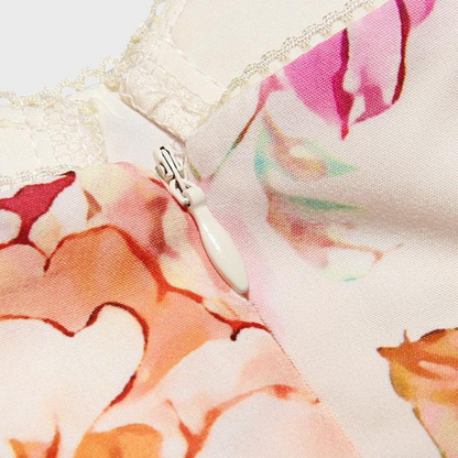 Midi-partyklänning med höstblommönster – Mireille