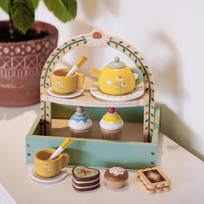 Trä-tekannasats för barn med cupcakes – Lekstund