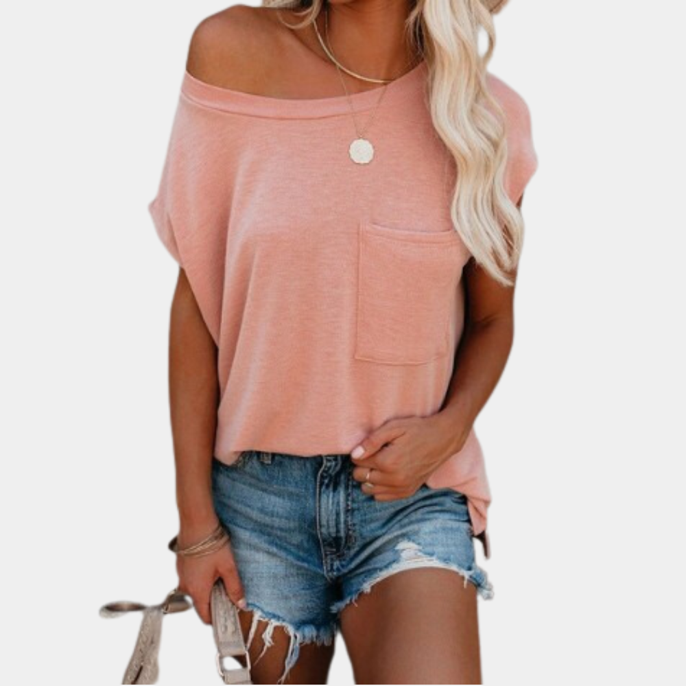 Avslappnad dam sommar t-shirt – Linae