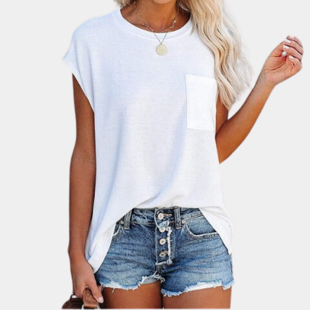 Avslappnad dam sommar t-shirt – Linae