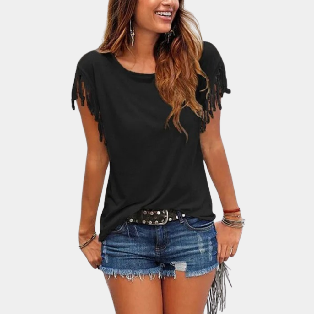 Fransigt sommart-shirt med lös passform – Mila