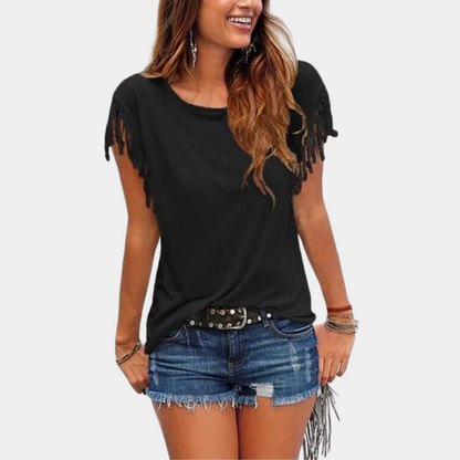 Fransigt sommart-shirt med lös passform – Mila