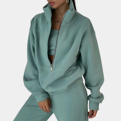 Höstlig damträningsdräkt med tröja och dragkedja – Rihanna