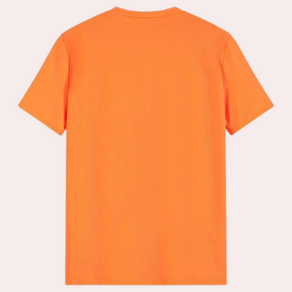 Orange herr-T-shirt med rund halsringning – Jaron