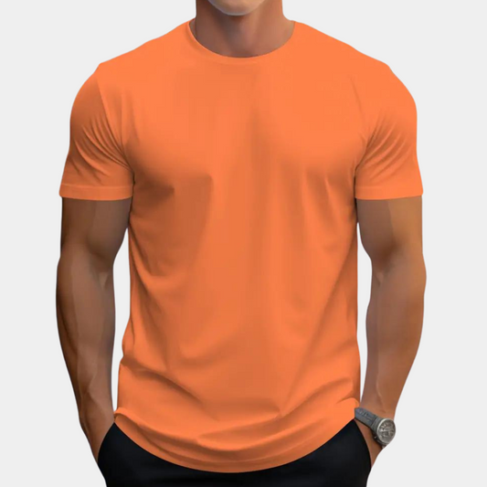 Orange herr-T-shirt med rund halsringning – Jaron