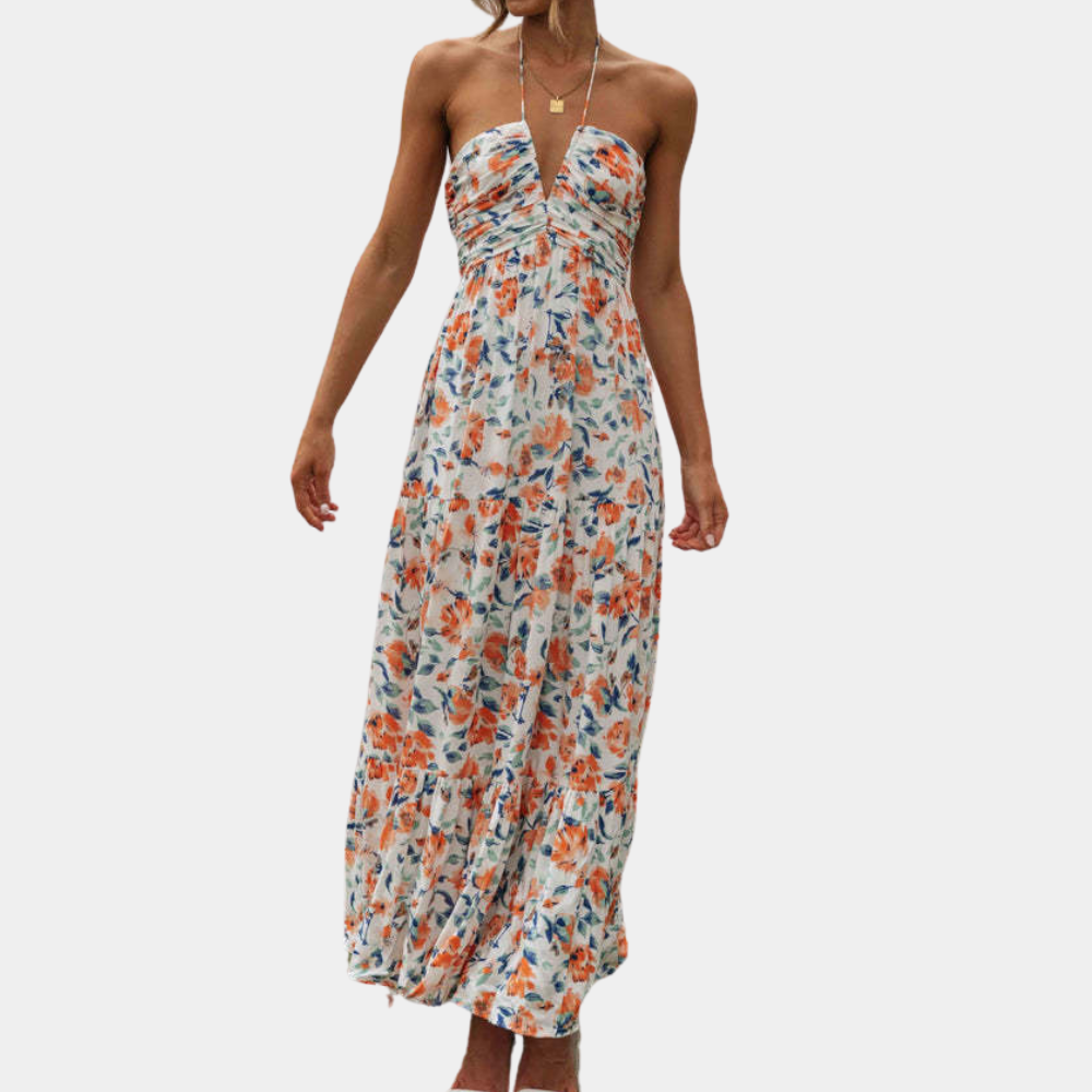 Lång sommardress med halterneck – Soraya