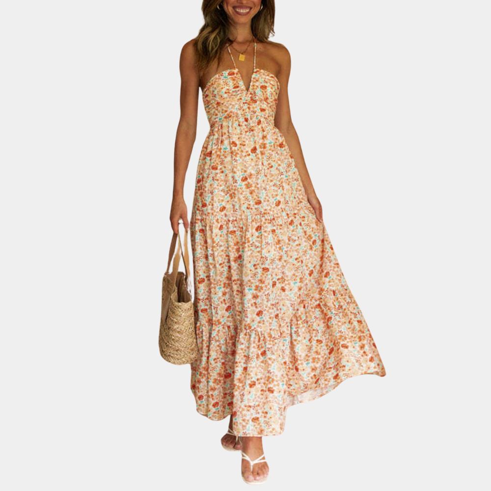 Lång sommardress med halterneck – Soraya