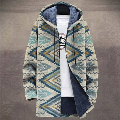 Retro herrjacka med colorblock-tryck och huva – Eliano