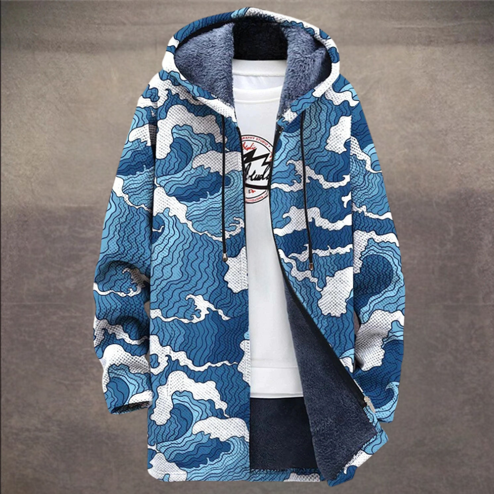 Retro herrjacka med colorblock-tryck och huva – Eliano