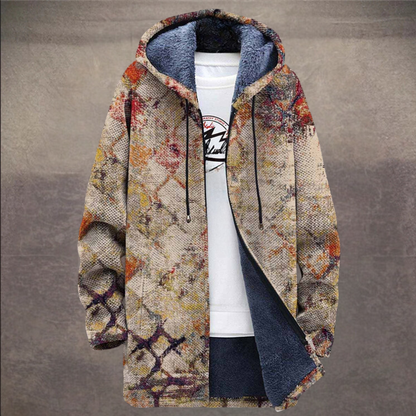 Retro herrjacka med colorblock-tryck och huva – Eliano