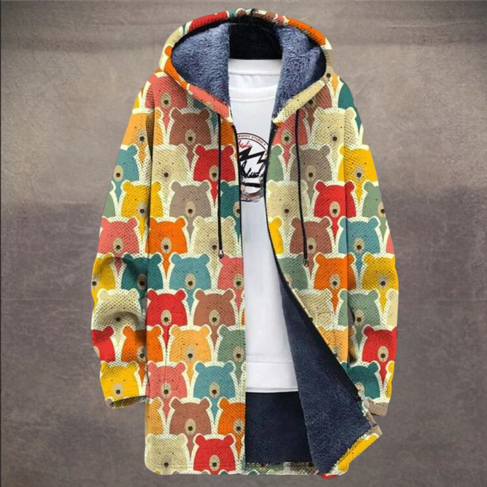 Retro herrjacka med colorblock-tryck och huva – Eliano