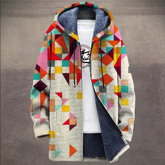 Retro herrjacka med colorblock-tryck och huva – Eliano