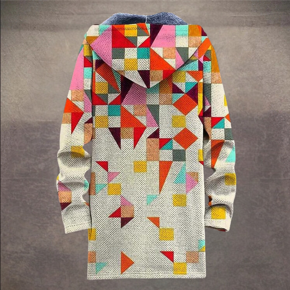 Retro herrjacka med colorblock-tryck och huva – Eliano